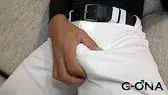 大量射精★20歳の色黒大学生が野球ユニを着てオナニー!チ〇コ測定付き♪-3