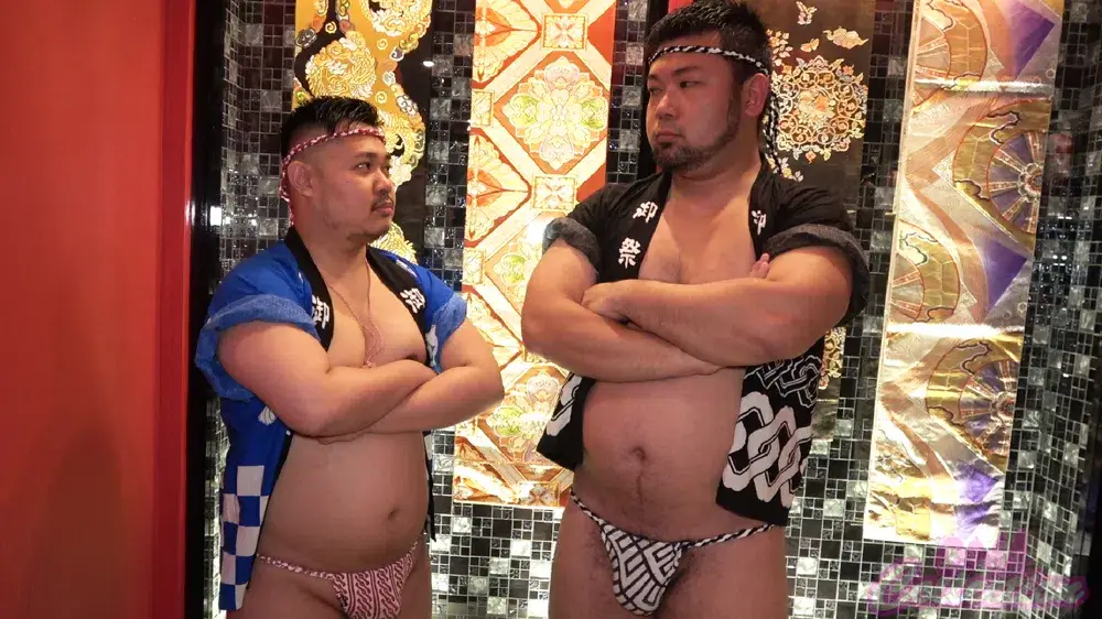 淫乱花魁部屋でガチムチ昇平がチビぽちゃ君を和装生交尾!20cmの身長差!百花繚乱の汗だくの肉弾戦!-1
