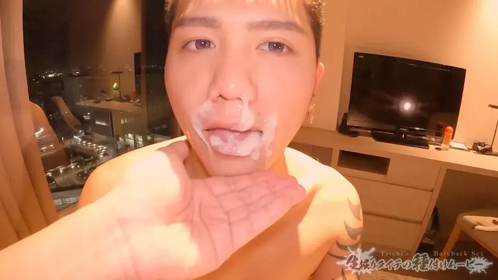 童顔ヤンチャ系のイケメン君にえぐい量の顔射&ガン突き中出し!むちっと弾力のある生ケツを壊れんばかりに掘り倒す!相性抜群で最高の生セックスでした笑-1