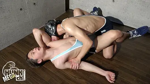 エロレス!!竿丈19.2cmの迫力マラと凄柔プリケツ寛太(かんた)くん23歳VS百戦錬磨のエロチンバリタチ!!プリケツを鷲づかみアナルに男根タックル!!-3