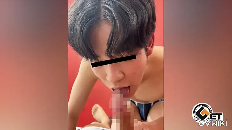 柔らか唇から垂れる精子がエロい♂巨根キュート大学生の飲精ご奉仕！-3