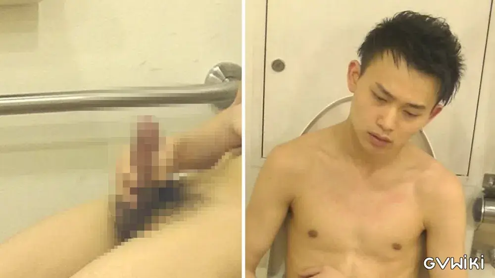 話題の屋外トイレで素人イケメンノンケが放尿とオナニー-7