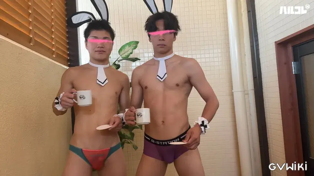 【メンズバニーマッスル喫茶!?ミルク生搾り編】体育会系最強タッグ! 小麦肌筋肉 田端×イマドキイモ系 タクヤ 4K《ハルコレ》-3