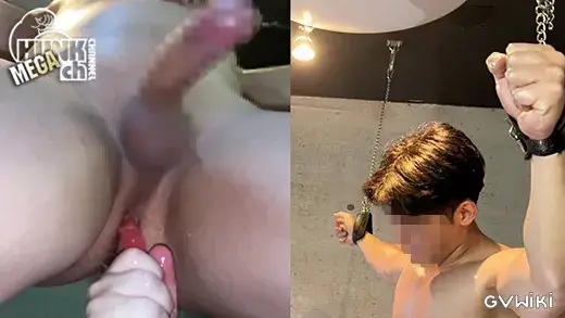 人気爆発中の塩顔SSS級イケメンマッチョが初めてのSM体験!!鞭で叩かれて勃起してしまいM気質w??最後発射後には潮吹き大放出!!-5