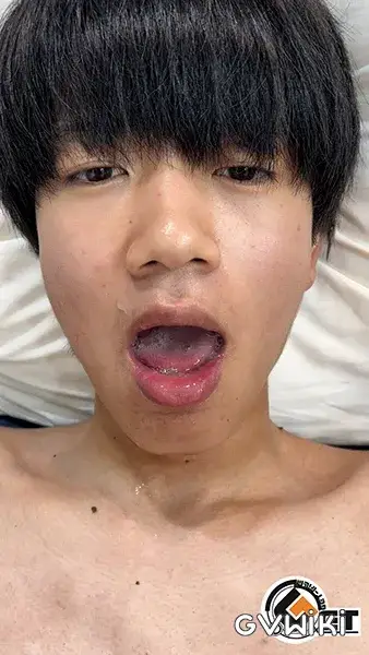 唾液と精子で泡立つ口の中！🫣イケメンが2回も飲精ゴックン💪-7